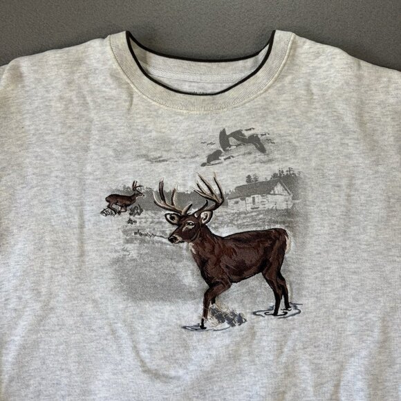 VTG Deer Wildlife Sweatshirt Mens XL Pullover Outdoors Nature Cabincore Rustic - Picture 2 of 16